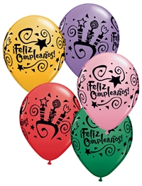 50 Ballons 11 Joyeux Anniversaire Sparkling Assortment Fantasy - Qualatex  - Abc PMS