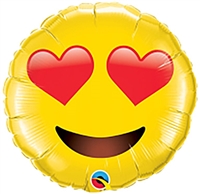 Unique Valentine's Day Heart Eyes Emoji Round 18 Foil Balloon, Yellow Red